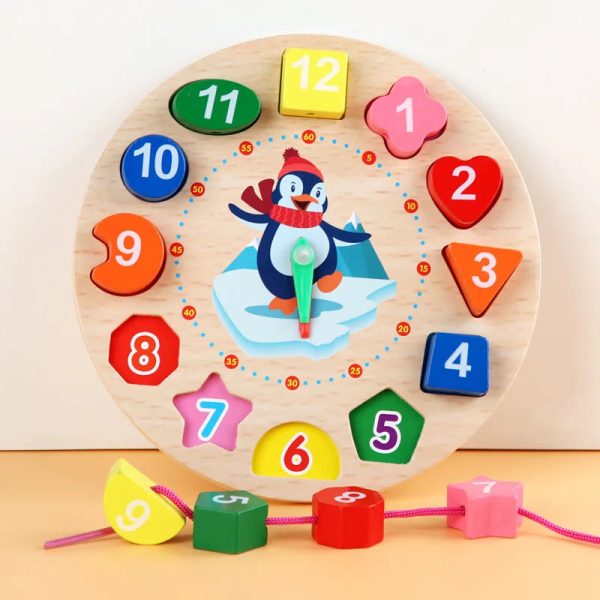 Horloge en bois éducative pour apprendre à lire l'heure