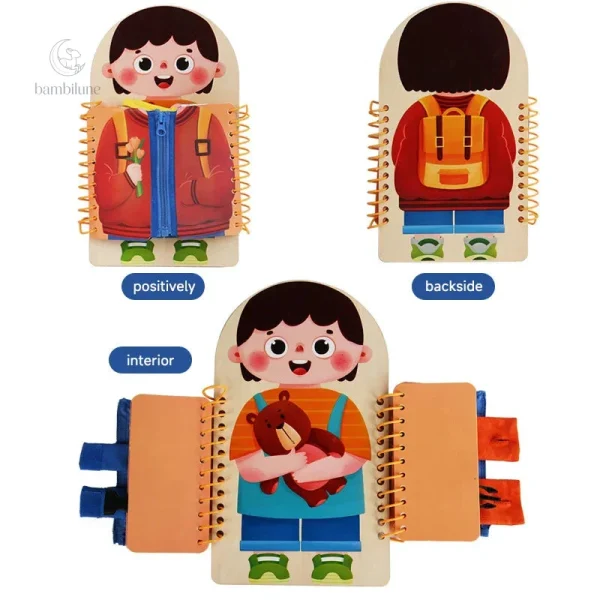 Tableau d'activités Little Helper avec bouton et fermeture éclair