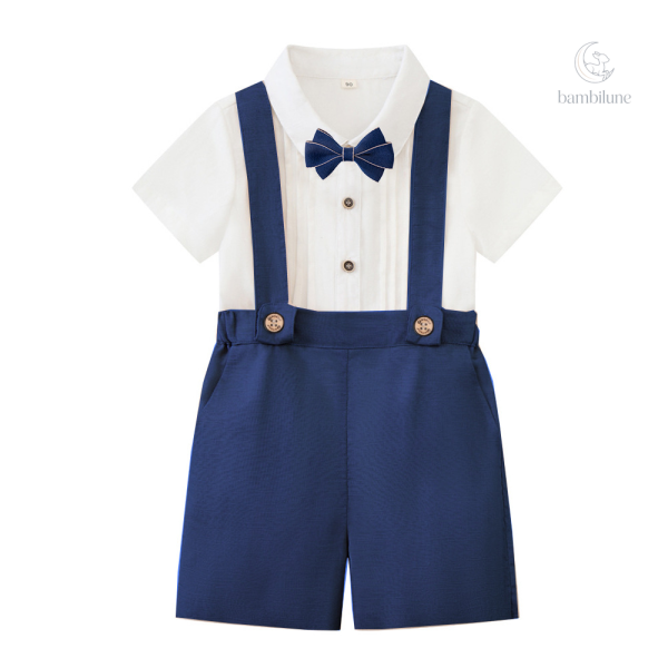 Short d'été en coton avec bretelles pour garçons
