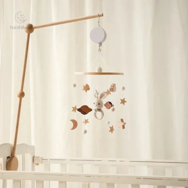 Mobile pour bébé - Éléments en bois naturels