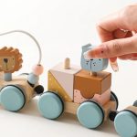 Activité ludique en bois pour stimuler la motricité fine