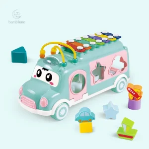 Jouet musical coloré sur roues pour éveiller les enfants