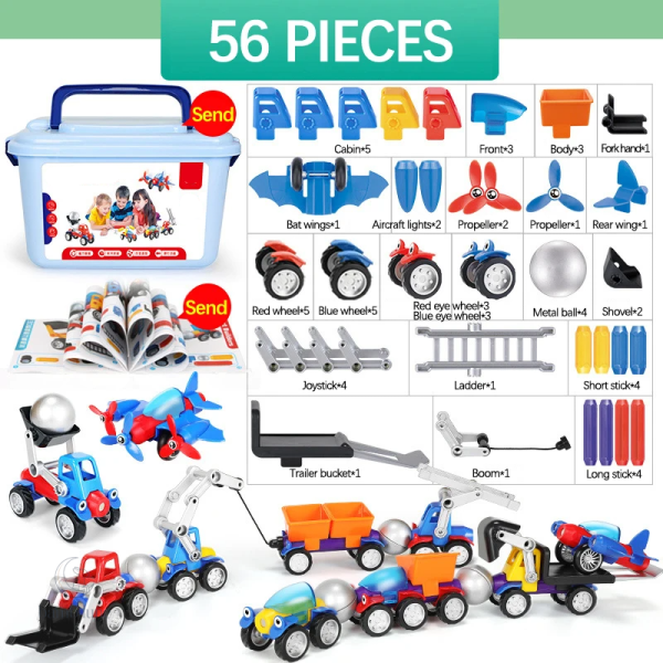 Jouets de construction magnétiques – voitures en mouvement