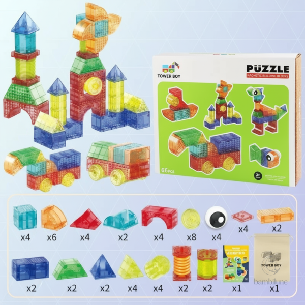 Créativité illimitée avec des blocs magnétiques colorés