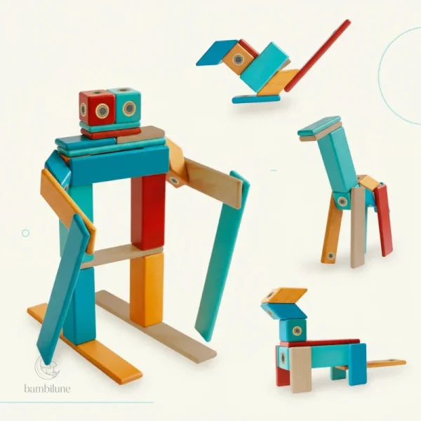 Blocs de construction magnétiques en bois MagPlayer