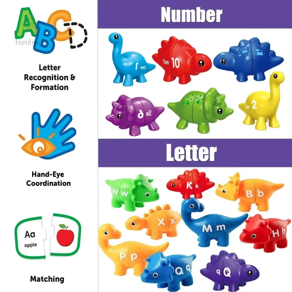 Jeu de société Dino pour initier aux lettres et nombres