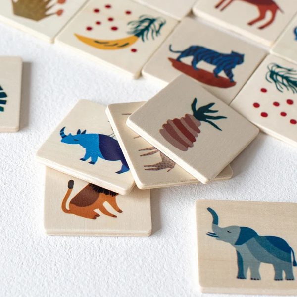 Jungle colorée : jeu de mémoire en bois pour enfants