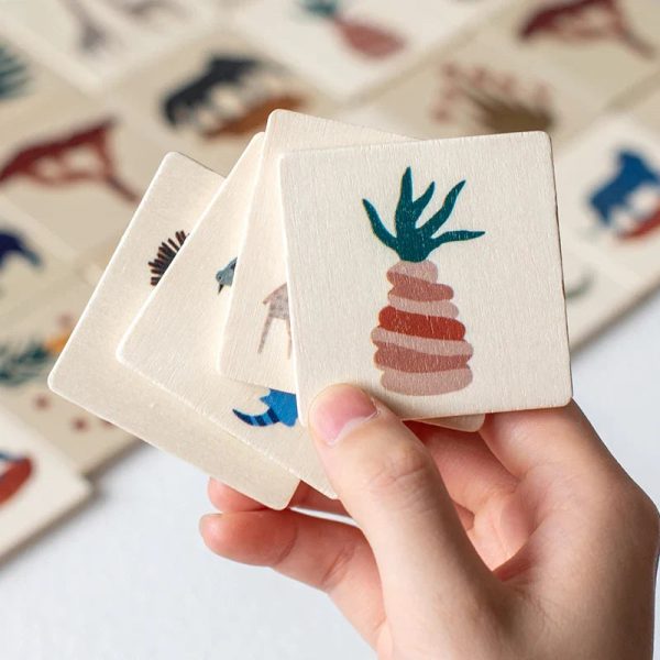 Éveil précoce : jeu de mémoire Jungle en bois éducatif