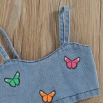 Broderie stylée sur ensemble d'été en jean pour enfants