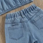 Vêtements printaniers en jean, look tendance pour enfants