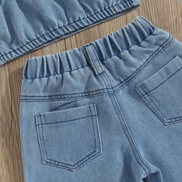 Vêtements printaniers en jean, look tendance pour enfants