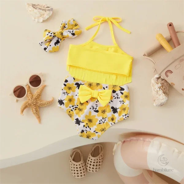 Bikini coloré pour enfants avec bandeau assorti