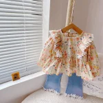 Robe Mini Fashion pour enfants, motif floral vibrant