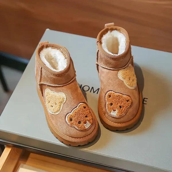 Chaussures d'hiver pour enfants, bottines marron en daim