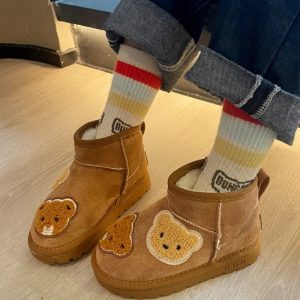 Bottines en daim marron, style ours pour les petits