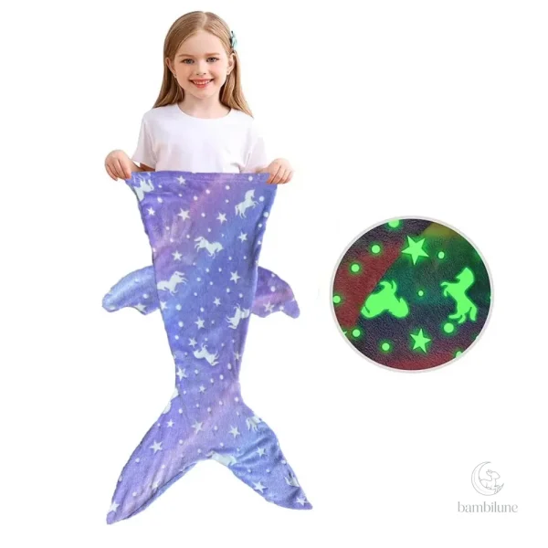 Sac de couchage doux pour enfants, motif sirène brillant