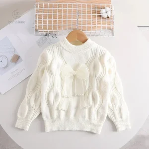 Mini pull chaud et élégant pour filles avec nœud