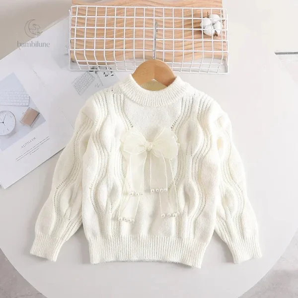 Mini pull chaud et élégant pour filles avec nœud