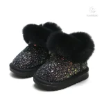 Bottines à paillettes pour enfants, style hivernal