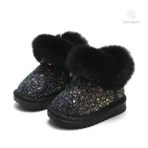 Bottines à paillettes pour enfants, style hivernal