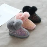 Bottes d'hiver brillantes pour enfants, confort et élégance