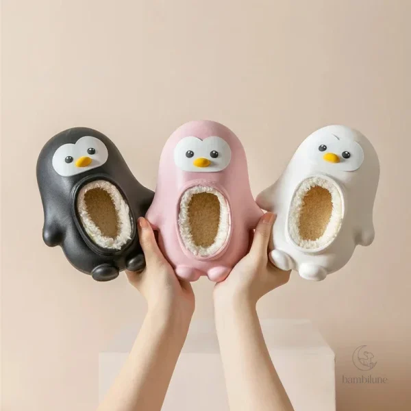 Chaussons doux en forme de pingouin pour enfants