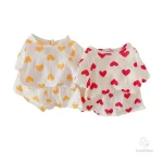 Ensemble d'été à cœurs pour enfants en coton léger