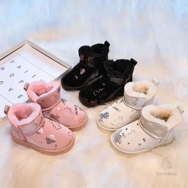 Bottes de neige tendance pour enfants, design imperméable