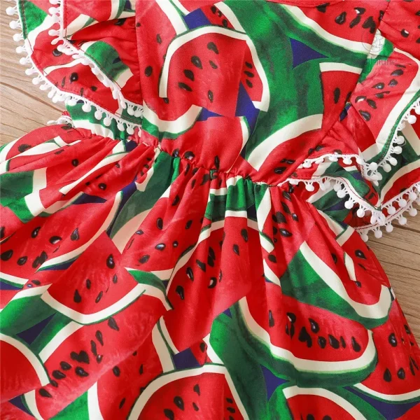 Vêtements enfants : robe fille motif pastèque colorée