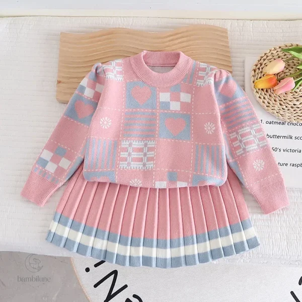 Vêtements chauds pour enfants, haut et jupe stylés