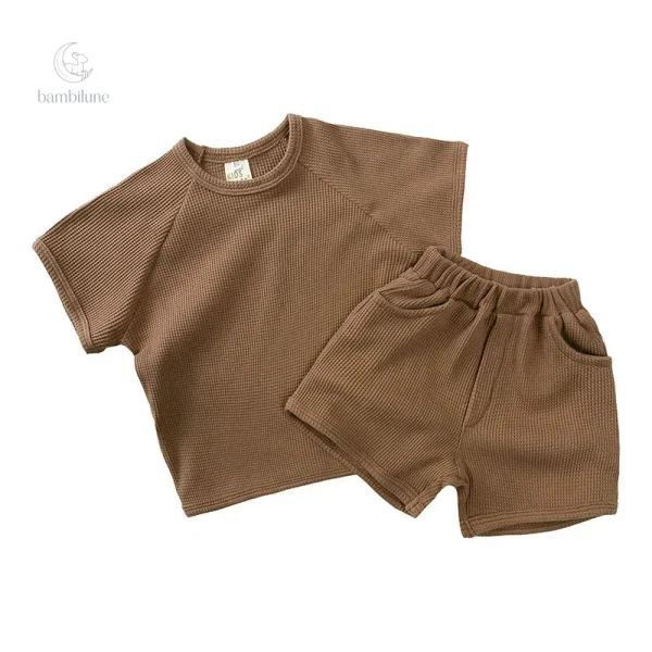Vêtements printaniers côtelés, ensemble d'été pour enfants
