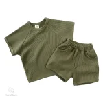 Mode estivale pour enfants, ensemble en tissu côtelé doux