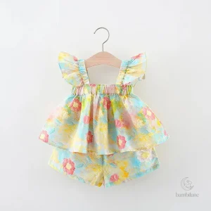 Mini robe d'été imprimée pivoine pour enfants