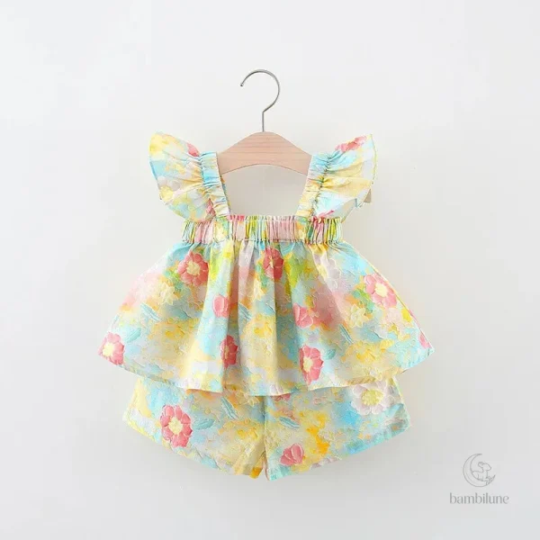 Mini robe d'été imprimée pivoine pour enfants