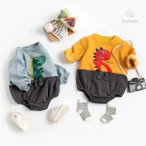 Grenouillère polaire Dino pour enfants, idéale pour l'hiver