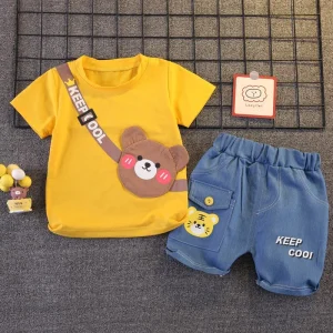 Mode enfant - Ensemble en coton avec motif animalier coloré