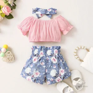 Vêtements d'été mignon pour enfants, imprimé floral