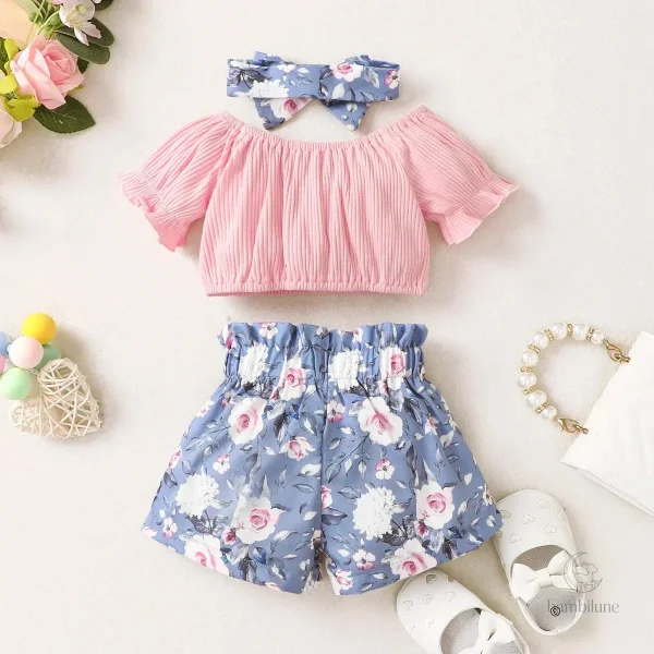 Vêtements d'été mignon pour enfants, imprimé floral