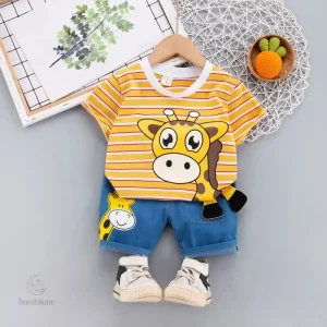 Vêtements pour enfants - Ensemble girafe en coton doux