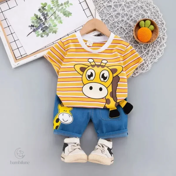 Vêtements pour enfants - Ensemble girafe en coton doux