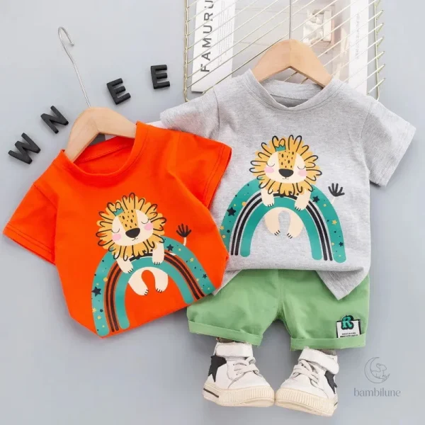 Vêtements printemps-été garçon - Imprimé lion tendance