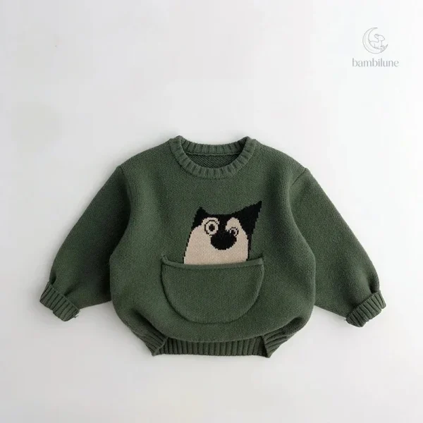 Mode enfant : pull avec motif et pochette pratique
