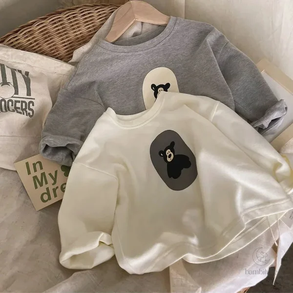 Pull pour enfants avec motif ours, parfait pour l'hiver