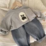 Pull à motif ours, vêtement chaud pour les petits