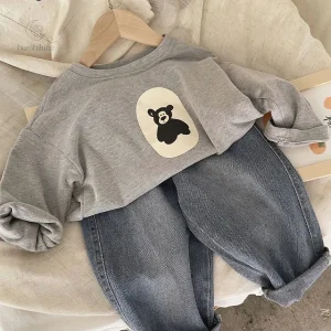 Pull à motif ours, vêtement chaud pour les petits