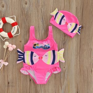 Maillot de bain enfant, motif poissons colorés