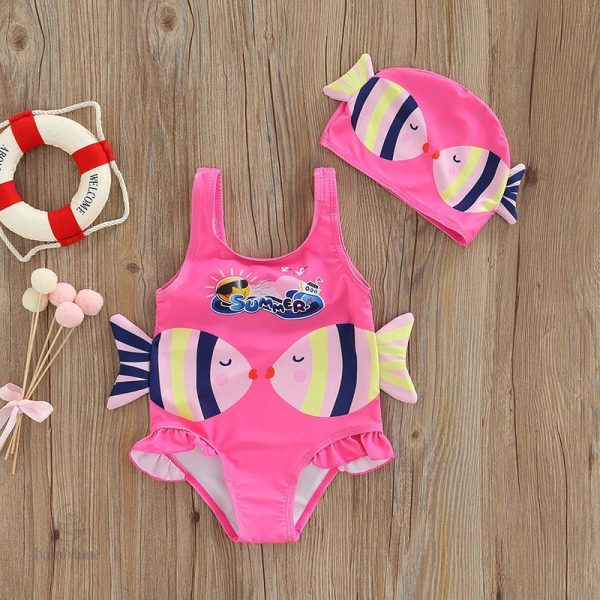Maillot de bain enfant, motif poissons colorés