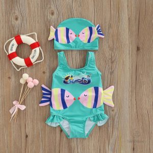 Vêtement de bain pour fille, design ludique poisson