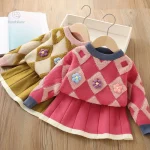 Mini Fashion - Pull et jupe en tricot vintage pour enfants