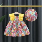 Robe fleuri adorable pour fille avec chapeau